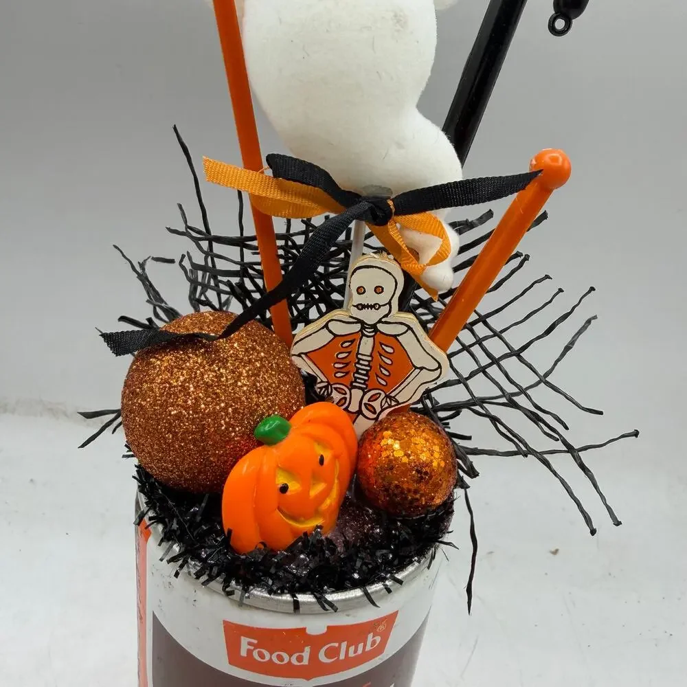Halloween Haunting Vintage Decor centerpiece - Multimedia Assemblage tin can